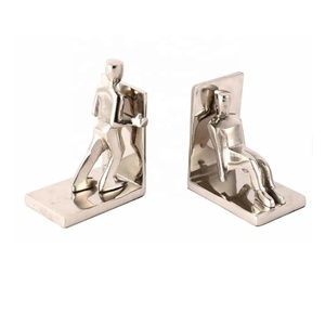 Aluminium <b>Modern</b> Pushing People Book End Home & Office Decoration Book End Metal Study Desk Organizer <b>Shelve</b> Gift for Book Lover - Product Image 5