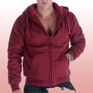 Men's Hooded Zipper Pullover Solid Color Regular Fit Casual Fleece 100% Cotton Winter Wear Customizable High-quality - Product Image 3
