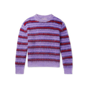 <b>Men's</b> Purple Striped Knit Pullover Mohair Sweater Soft <b>Winter</b> <b>Jumper</b> - Product Image 1