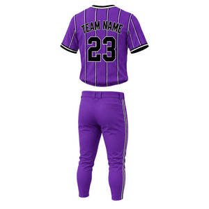 Uniforme de Béisbol Morado Personalizado al por Mayor, Uniforme de Béisbol con Logotipo Personalizado, Conjunto de Camiseta y Pantalones de Béisbol Sublimados para Equipos Deportivos - Product Image 2