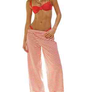 Top Quality Women Striped 2 Piece <b>Set</b> Tube Top And Wide Leg Pants Casual Spring Summer Lounge Wear Breathable Knitted Cotton <b>Set</b> - Product Image 3