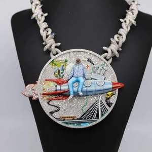 Pendentif en argent sterling 925 avec diamant Moissanite VVS, pendentif Moissanite personnalisé, breloque lettre Hip Hop, pendentifs Hip-hop fusée pour hommes - Product Image 1