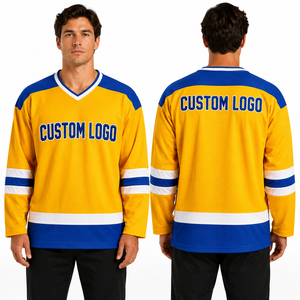 Individuelles Nummern-Eishockey-Trikot Großhandel Erwachsene Unisex Übergroß Locker Sitzend Athletische Passform Langarm V-Ausschnitt Spitzenkragen Logo Tackletwill - Product Image 3