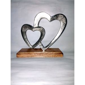 Escultura Moderna de Metal Plateado Grabado con Forma de Lezna y Base de Madera Natural, Figura de Animal Adorable, Adorno Decorativo para Interiores, Artesanía, Venta al por Mayor - Product Image 5