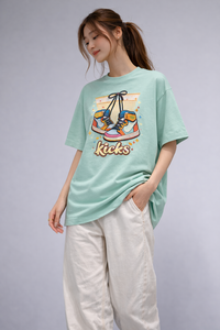 Camiseta Casual de Cuello Redondo para Mujer, Transpirable, de Jersey, Lisa, con Serigrafía, de Alta Calidad, de Algodón, de Manga Corta, Ecológica y de Secado Rápido - Product Image 3