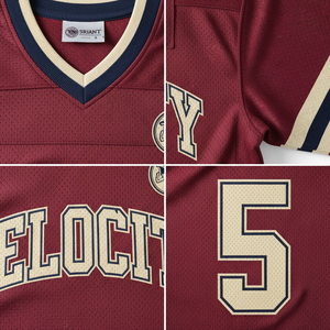 Vêtements de sport personnalisés en polyester, col en V, maillot de football américain rétro en mesh - Product Image 4