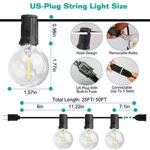 Guirlande lumineuse LED extérieure en forme de globe, options 25FT/50FT, 25 ampoules pour lampes décoratives de jardin et de terrasse - Product Image 5