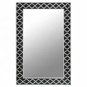 Miroir mural moderne en bois avec support, décoratif pour salle de bain, avec bordure en os – Nouveauté United Trade World - Product Image 6