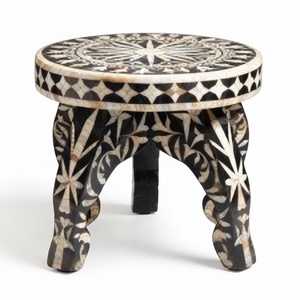 Taburete Artesanal con Incrustaciones Florales de Hueso, Mesa Auxiliar Decorativa, Mesa de Noche Cúbica de Nácar Amarillo, Proveedor de Muebles al por Mayor - Product Image 3