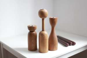 Wooden Candlestick Holder Tapered Design Ball Shape Home Decorative Tabletop Accent By Universal Overseas INDIA - Product Image 2