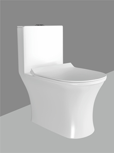 WC monobloc en céramique pour salle de bain commerciale et résidentielle, à poser au sol, sans bride, à chasse d'eau, avec siphon en S, allongé, CommodeSilk - Product Image 6