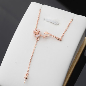 Collier pendentif en argent S925, style fleur, chaîne de clavicule avec support creux pour perle, accessoires de bijoux DIY - Product Image 3