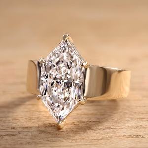 Anillo de compromiso de oro con diamante marquesa holandés antiguo, corte solitario, para mujer, con diamante marquesa cultivado en laboratorio certificado - Product Image 2