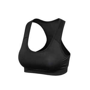Sujetador deportivo Racerback de soporte medio, transpirable, sin costuras, para fitness y entrenamiento, color liso, cuello redondo - Product Image 1