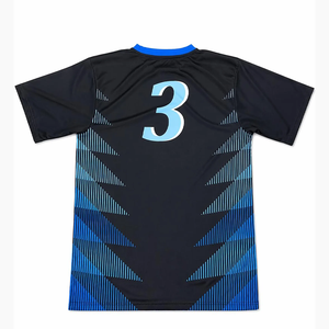 Conjunto de Uniforme de Fútbol Personalizado Unisex en Degradado Negro y Azul, 100% Poliéster, Transpirable y que Absorbe la Humedad, con Camiseta y Pantalones Cortos - Product Image 3