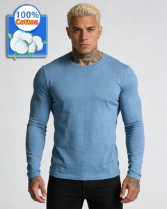 Camiseta de Manga Larga para Hombre, Nueva Colección Primavera/Otoño, 100% Algodón, Logotipo Frontal, 220g, Diseño Moderno, Cómoda y Agradable al Tacto - Product Image 1