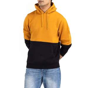 Sudadera con Capucha Negra y Amarilla para Hombre, Sudadera Informal con Bloques de Color, Sudadera de Forro Polar para Invierno - Product Image 4