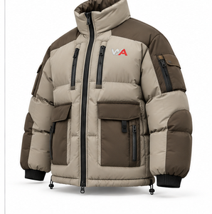 Chaqueta Acolchada Utilitaria para Hombre, Modelo 2026, Color Beige Marrón, Estilo Táctico, Múltiples Bolsillos, Cuello Alto, Abrigo de Invierno Grueso, OEM - Product Image 5