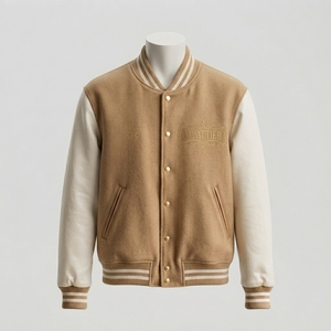 Veste en laine mélangée pour homme, style preppy, logo brodé, col rabattu, coupe classique, vêtement d'automne - Product Image 1