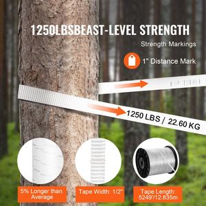 Cavo in poliestere resistente con cordino, larghezza 1,27 cm, lunghezza 160 m, carico massimo 567 kg, con marcature di misurazione per l'organizzazione dei cavi e fascette stringicavo - Product Image 6