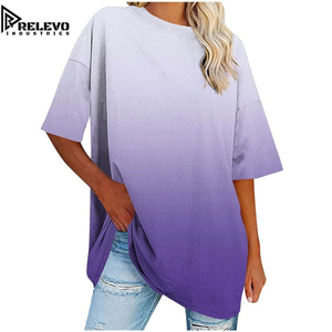 T-shirt décontracté pour femme, coupe ample, dégradé violet, de haute qualité, léger, tendance, haut décontracté uni, vente en gros, t-shirt premium - Product Image 1
