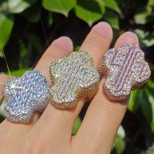 <b>Gold</b> Plated Cross Moissanite <b>Cocktail</b> <b>Ring</b> Pave Setting Luxury Party Jewelry Unisex - Product Image 3
