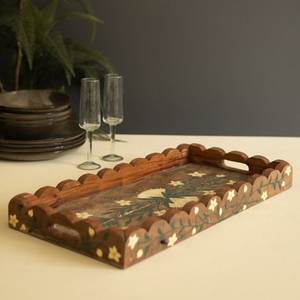 Rectangle Wooden Serving Tray and <b>Plate</b> Red <b>Black</b> Solid Eco-Friendly Durable Modern Design Polished NEHA ENTERPRISES NE-8794 - Product Image 3