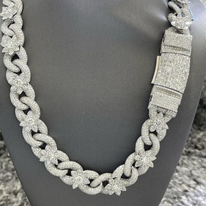 Customized 20mm Cuban Link Moissanite <b>Chain</b> 925 Sterling Silver Rose Gold Finish High Quality <b>Iced</b> Jewelz D VVS Necklace - Product Image 1