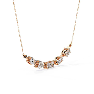 Rose Gold Diamond Pendant Necklace With Emerald Cut And <b>Mixed</b> Shapes Claw Set <b>Box</b> Chain Classic Women's Wedding Jewelry - Product Image 3