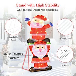 LED Double Santa <b>Inflatable</b> Yard Christmas Decoration with String Lights and Stakes Outdoor Holiday Decorations - Product Image 6