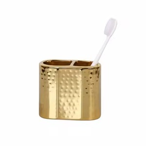 Rose Gold Plated Modern Stainless Steel <b>Toothbrush</b> <b>Holder</b> Metal Countertop Organizer Stand Bathroom Accessory Multi-Slot - Product Image 5
