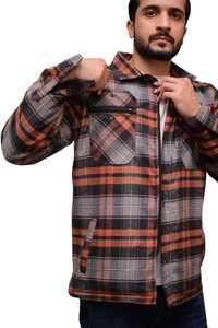 Mens Plaid <b>Flannel</b> Shirt <b>Jacket</b> Shirt Checkered Winter Shacket Casual Button Up Cotton Overshirt Turn-down Collar Men's Shirts - Product Image 4