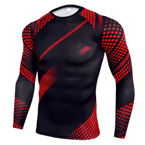 Red <b>Camo</b> Long Sleeve Rash Guard For Men Quick Dry Spandex Polyester MMA BJJ Gym Wear Full Sleeve Printed <b>Top</b> - Product Image 5