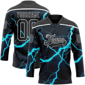 Maillot de hockey sur glace pour homme Tempe, manches longues, nom et numéro personnalisés, polyester respirant, col en V, coupe athlétique, vêtements pour adultes - Product Image 2