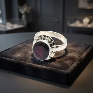 925 Sterling Silver Garnet Ring Bezel Setting Classic Style Unisex Everyday Wear Gemstone Jewelry Everyday Wear - Product Image 5