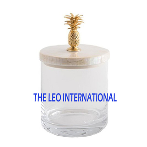 Gorgeous Look High Quality Clear Glass Canister With High Grade Gold Plated Metal Base And Heart Design Food <b>Storage</b> Kitchenware - Product Image 3