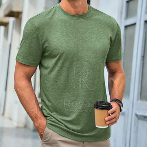 T-shirt pour homme avec logo personnalisé imprimé, 100% coton, col rond, coupe ample, service OEM personnalisé, couleur unie. - Product Image 2