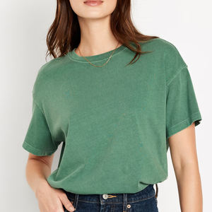 Camiseta de Mujer Personalizada con Lavado Ácido, Estilo Vintage, Oversize, Casual, de Algodón, Moda Urbana, Venta al Por Mayor OEM - Product Image 1