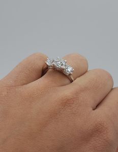 1.50 CT 3 Stone Lab Grown <b>Diamond</b> <b>Ring</b> in 18K Gold Plated | IGI Certified Luxury Engagement <b>Ring</b> | Bridal <b>Diamond</b> Jewelry - Product Image 6