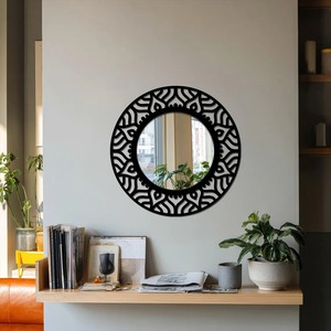 Black <b>Frame</b> Round Wall Mirror Perfect For Living Room Bedroom And Entryway Modern Minimal Home Decor Handcrafted From India - Product Image 5