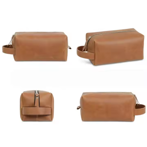 Luxury Leather Dopp Kit for Men High End Waterproof <b>Toiletry</b> Bag Large Capacity Cosmetics & Shaving <b>Storage</b>. - Product Image 4