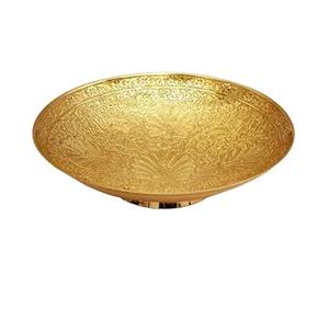 Tazón redondo para servir comida con diseño floral grabado, tazón decorativo de latón puro pulido para decoración del hogar, bodas y cenas. - Product Image 5