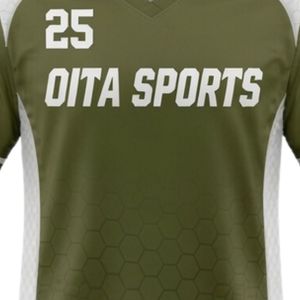 Maillot de lacrosse unisexe vert olive et blanc en polyester, coupe athlétique, léger, uniforme sportif, vêtements d'entraînement - Product Image 6