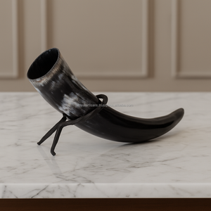 Cuerno vikingo para beber hecho a mano con soporte Cuerno de búfalo natural Mead Ale Beer Cup Jarra nórdica medieval Regalo - Product Image 2