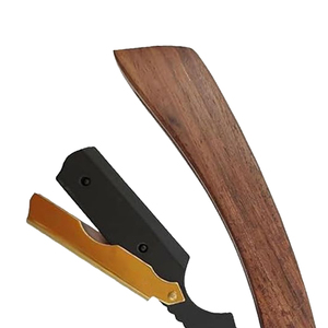 Navaja de Afeitar Recta de Acero Inoxidable con Mango de Madera Natural, Afeitadora Manual de Una Sola Hoja, Herramienta de Barbería Resistente al Óxido, Equipo de Afeitado - Product Image 3