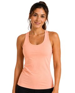 Manufacturer <b>Peach</b> Women Racerback Yoga Tank <b>Top</b> Breathable Sleeveless Gym Fitness Workout Activewear Stretch Sports Vest Shirt - Product Image 1