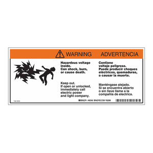 Étiquettes d'avertissement bilingues haute tension, durables, imprimées UV, adhésives pour équipements électriques et boîtiers de commande - Product Image 2