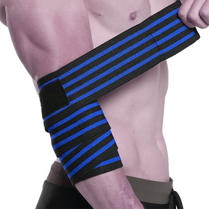 Bande de compression élastique noire et bleue respirante et réglable pour le soutien du genou, du coude et de la cheville, idéale pour le sport et la gym - Product Image 5