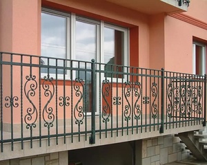 KHP Modern <b>Floor</b>-Mounted Wrought Iron Balcony Railing Rust-Resistant Tubular Design for Outdoor Use 3-Year Warranty DIY - Product Image 6