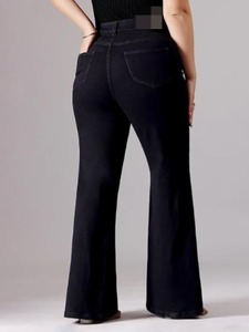 Abdul Royal World Export Women's <b>Boot</b> Cut Jeans Mid Waist Knee-Length Vintage Style Eco-Friendly Cotton Denim Light/Dark/Medium - Product Image 2